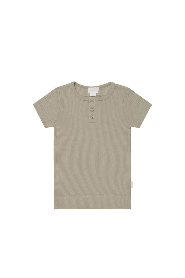 Organic Cotton Modal Henley Tee - Rye, , Jamie Kay - All The Little Bows