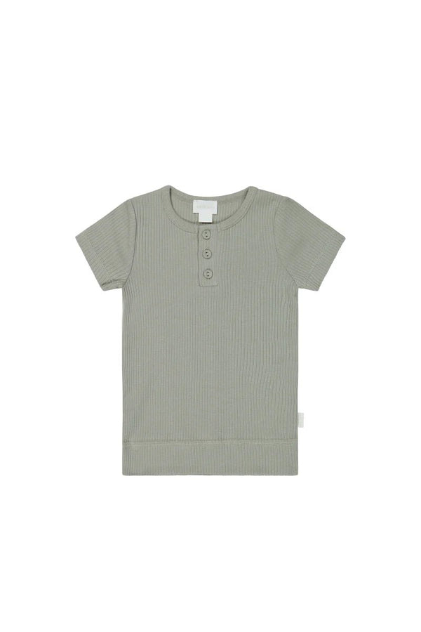 Organic Cotton Modal Henley Tee - Willow, , Jamie Kay - All The Little Bows