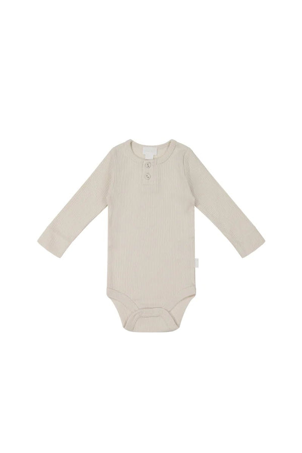 Organic Cotton Modal Long Sleeve Bodysuit - Beech, , Jamie Kay - All The Little Bows