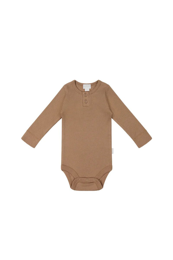 Organic Cotton Modal Long Sleeve Bodysuit - Desert, , Jamie Kay - All The Little Bows