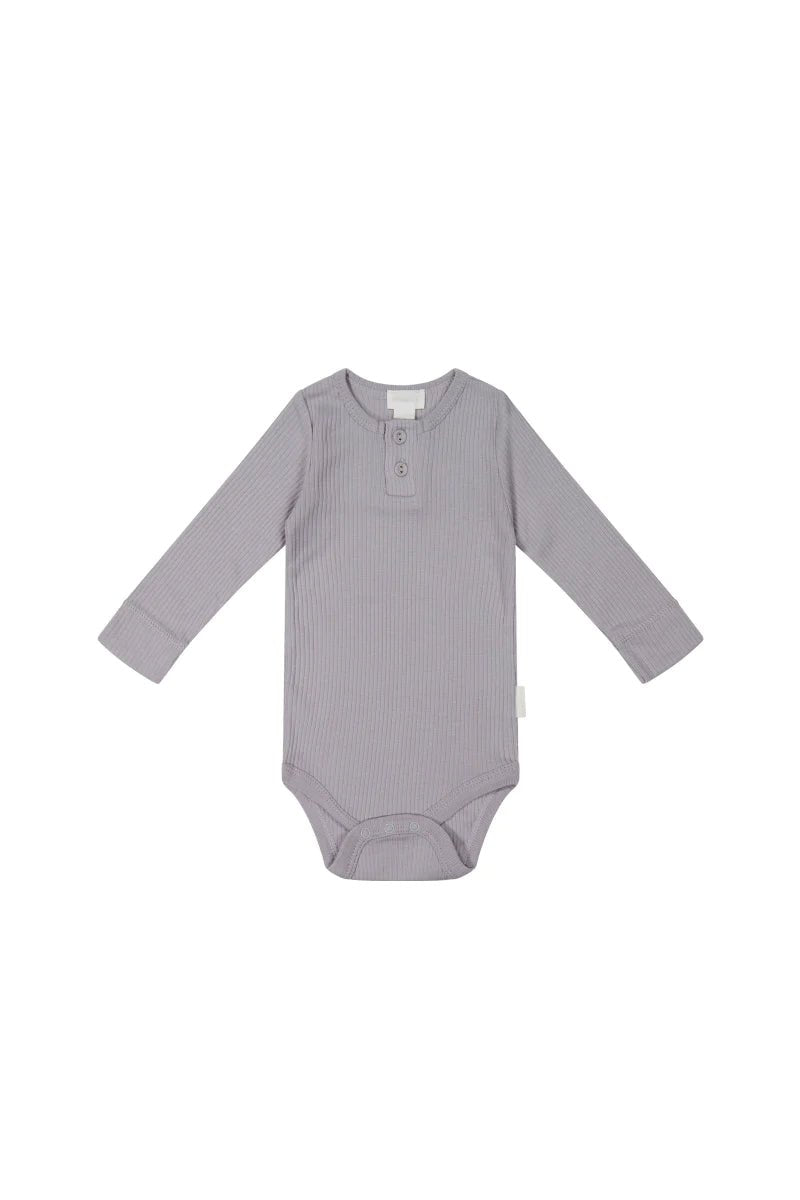 Organic Cotton Modal Long Sleeve Bodysuit - Moon, , Jamie Kay - All The Little Bows