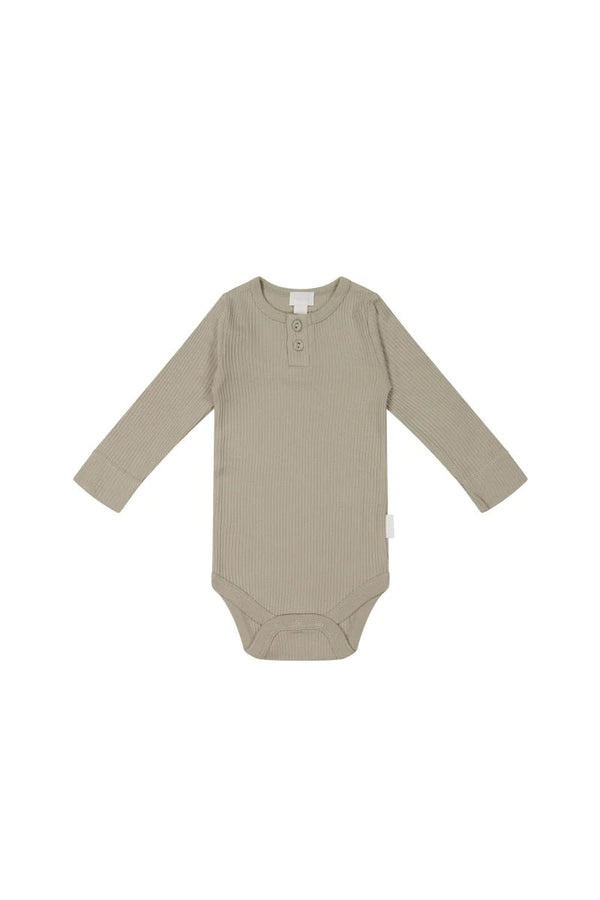 Organic Cotton Modal Long Sleeve Bodysuit - Rye, , Jamie Kay - All The Little Bows