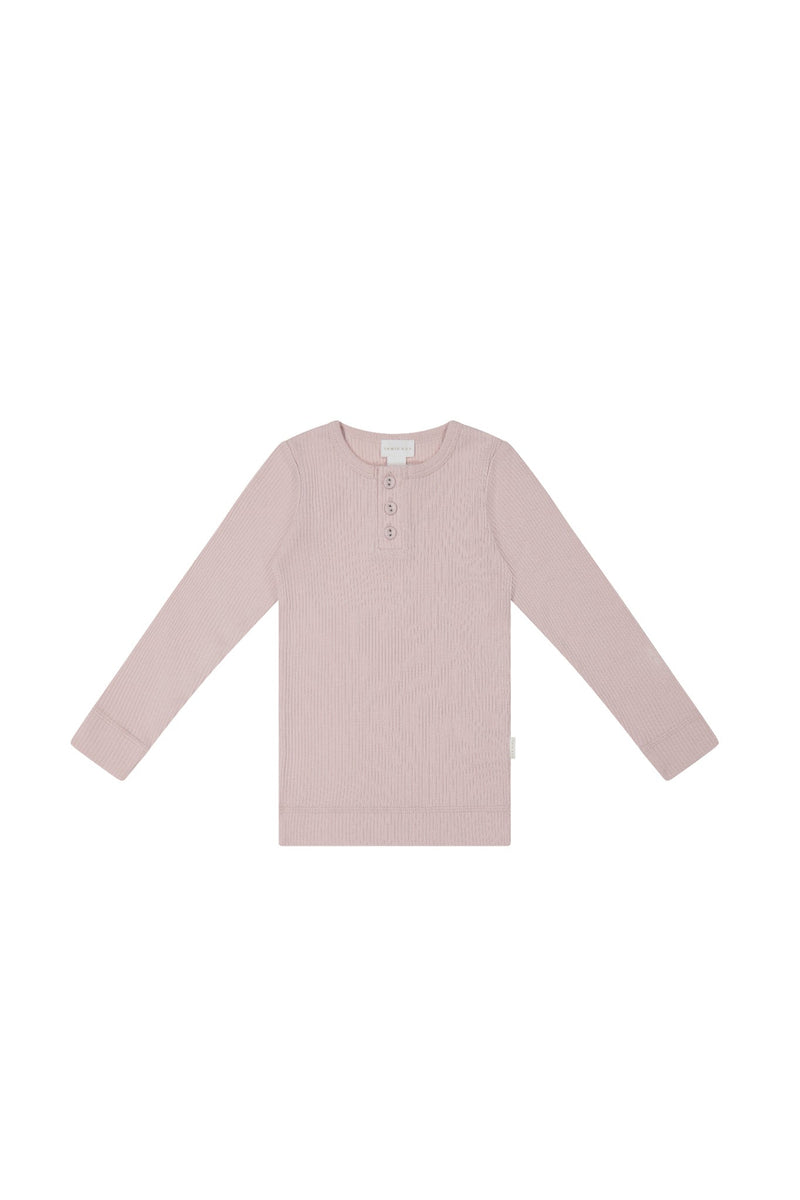 Organic Cotton Modal Long Sleeve Henley - Old Rose, , Jamie Kay - All The Little Bows