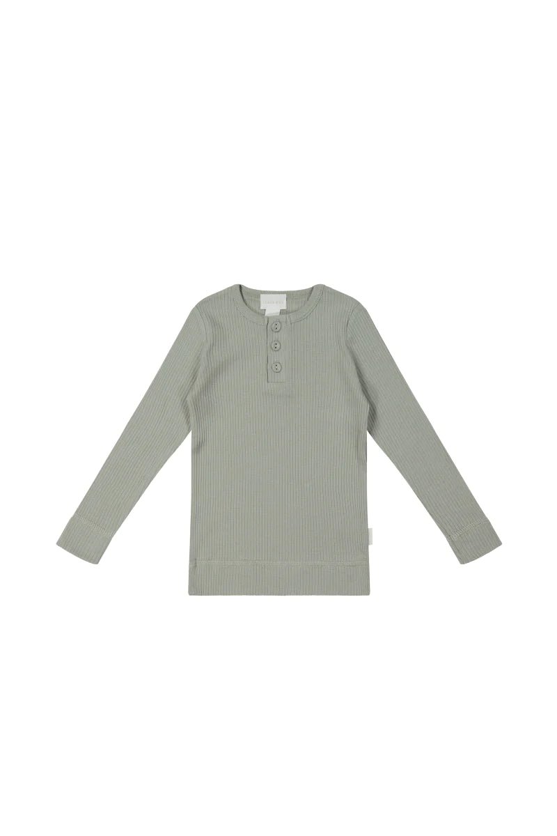Organic Cotton Modal Long Sleeve Henley - Willow, , Jamie Kay - All The Little Bows