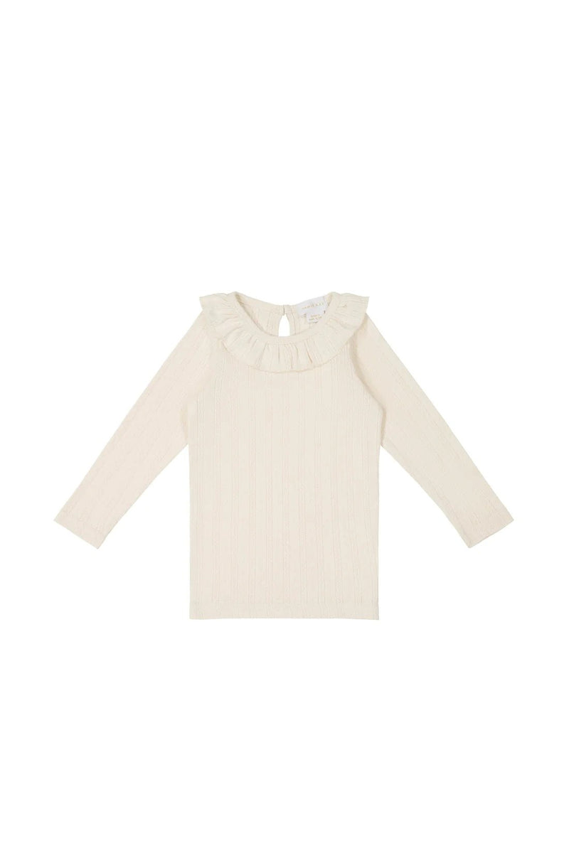 Organic Cotton Pointelle Lya Top - Natural, , Jamie Kay - All The Little Bows