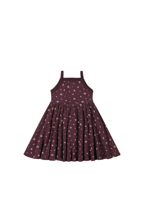 Organic Cotton Samantha Dress - Irina Fig, Girls Cotton Twirl Dress, Jamie Kay - All The Little Bows