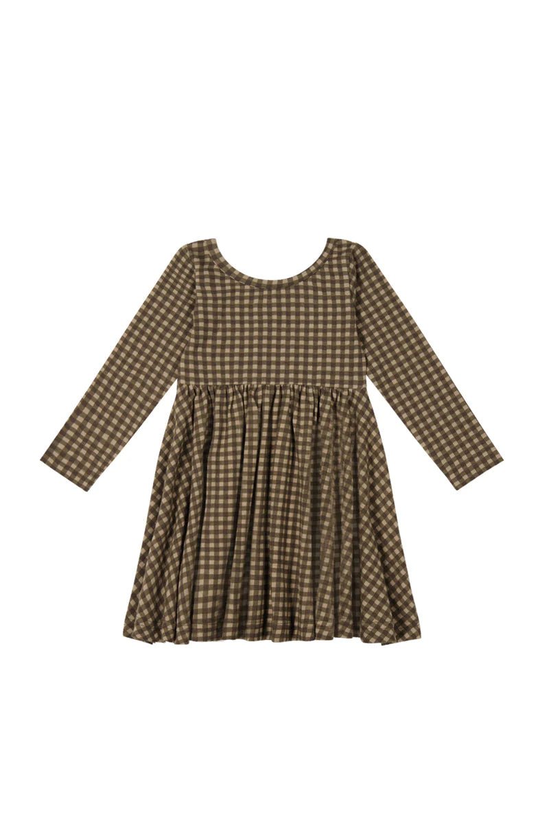 Organic Cotton Tallulah Dress - Gingham Shiitake, , Jamie Kay - All The Little Bows