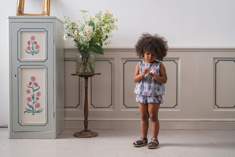 Organic Hannah Blouse || Juniper Floral, Girls Woven Top, Little Cotton Clothes - All The Little Bows