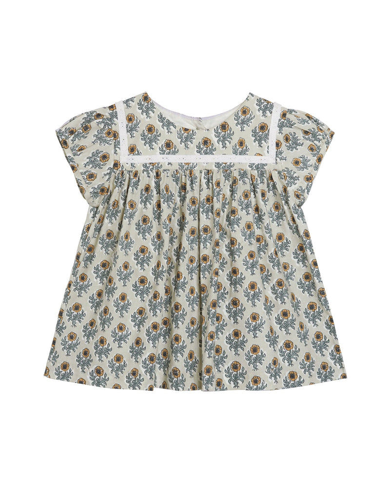 Organic Juno Blouse || Thistle Floral, Girls Woven Top, Little Cotton Clothes - All The Little Bows