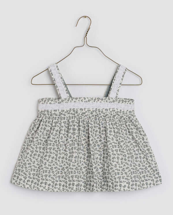 Organic Lissy Sun Top || Porcelain Floral, Girls Woven Top, Little Cotton Clothes - All The Little Bows