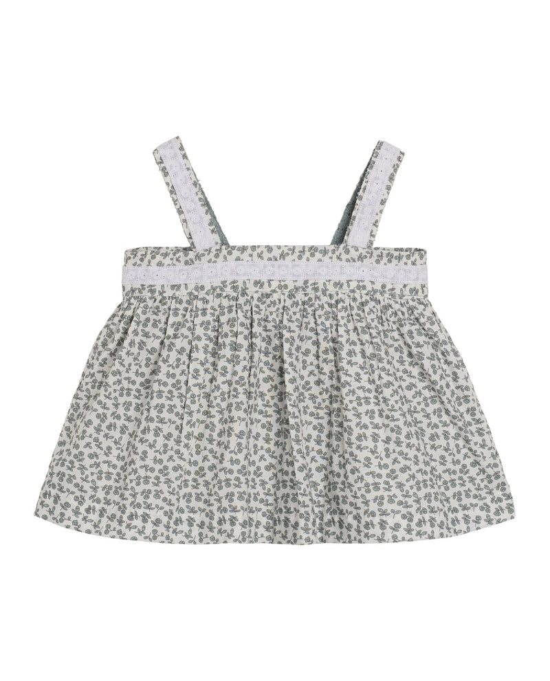 Organic Lissy Sun Top || Porcelain Floral, Girls Woven Top, Little Cotton Clothes - All The Little Bows