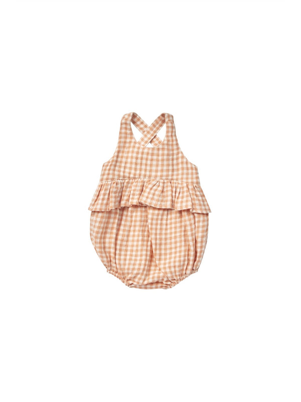 Penny Romper || Melon Gingham, Baby / Toddler Girls Romper, Quincy Mae - All The Little Bows