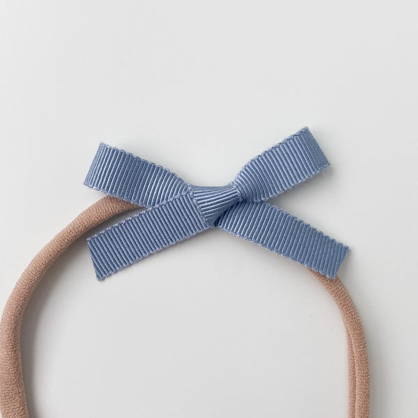 Petite Ribbon Bow // "Dusty Blue" Headband, Ribbon Bow, All The Little Bows - All The Little Bows