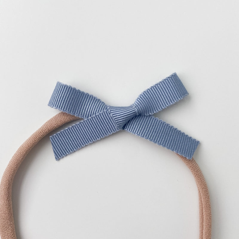 Petite Ribbon Bow // "Dusty Blue" Headband - All The Little Bows - All The Little Bows