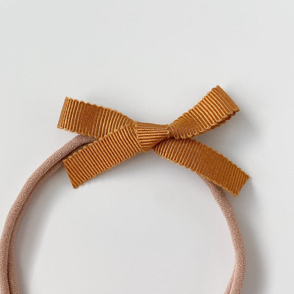 Petite Ribbon Bow // "Ochre" Headband, Ribbon Bow, All The Little Bows - All The Little Bows