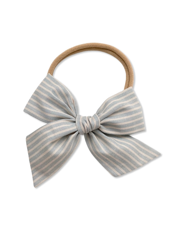 Pinwheel Bow | Crawford Stripe, Dusty Blue - All The Little Bows - All The Little Bows