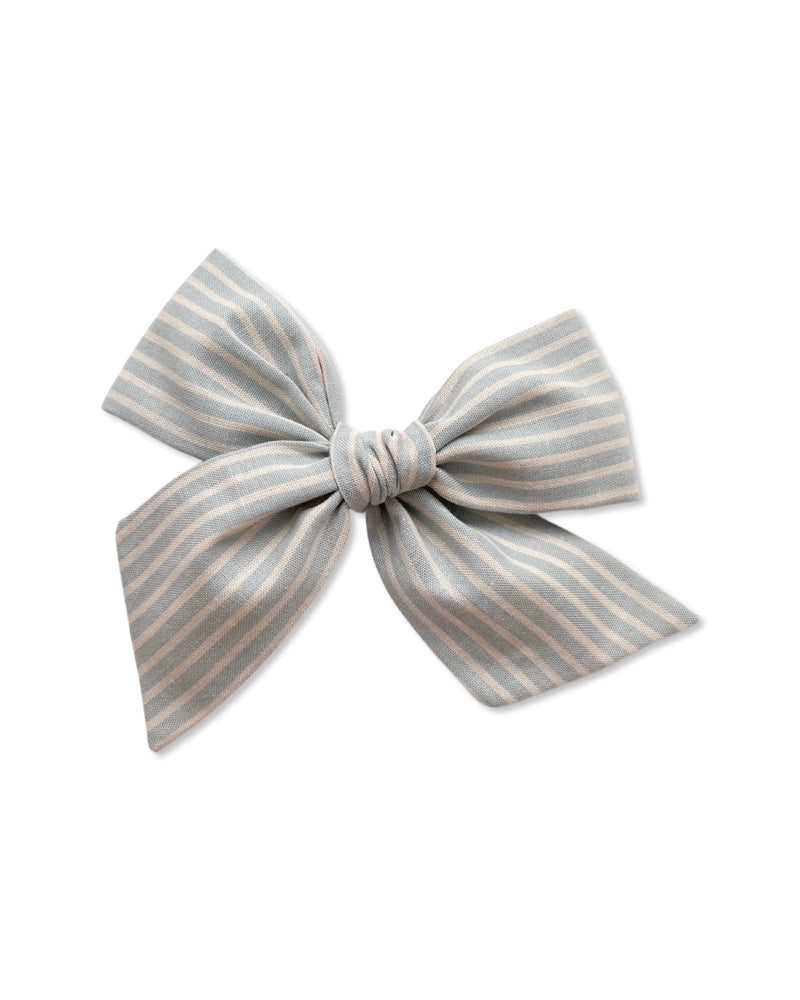 Pinwheel Bow | Crawford Stripe, Dusty Blue, , All The Little Bows - All The Little Bows