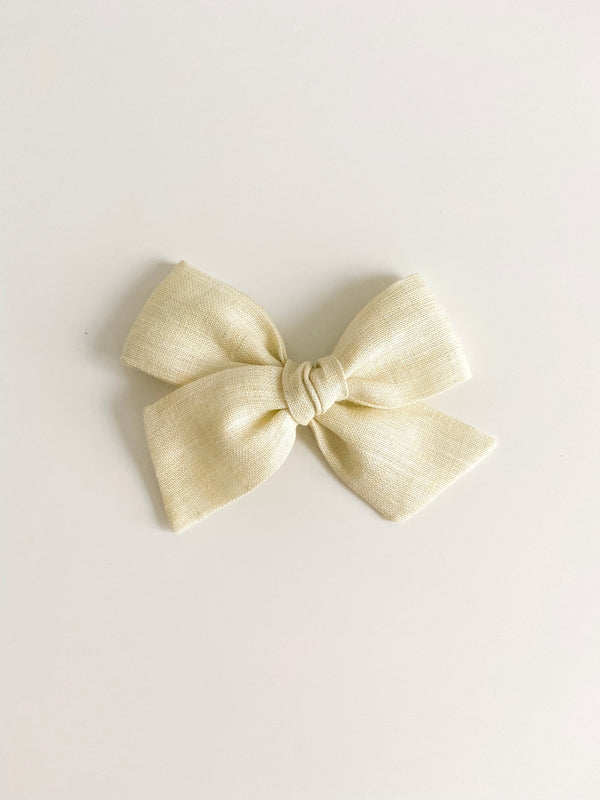 Pinwheel Bow | Lemongrass Linen - Headband or Clip, , All The Little Bows - All The Little Bows