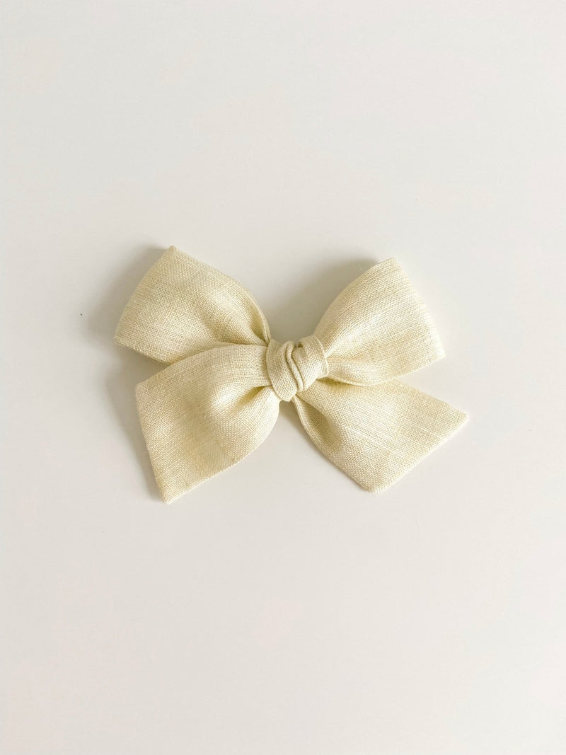 Pinwheel Bow | Lemongrass Linen - Headband or Clip - All The Little Bows - All The Little Bows