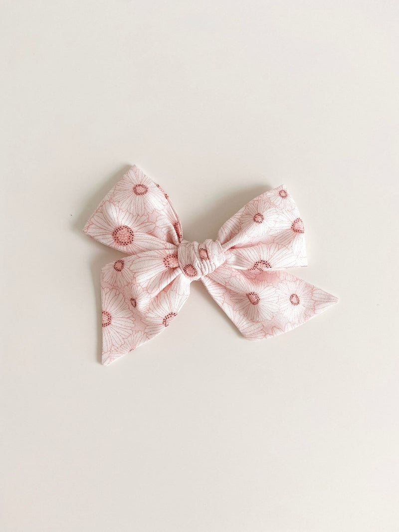 Pinwheel Bow | Pink Daisies - Headband or Clip - All The Little Bows - All The Little Bows