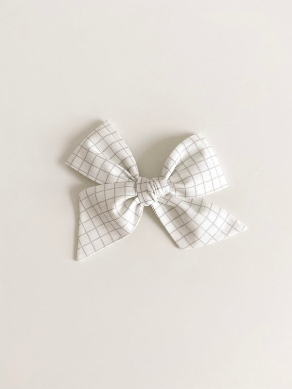 Pinwheel Bow | White Grid - Headband or Clip, , All The Little Bows - All The Little Bows