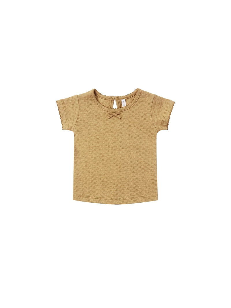 pointelle tee | gold - Quincy Mae - All The Little Bows