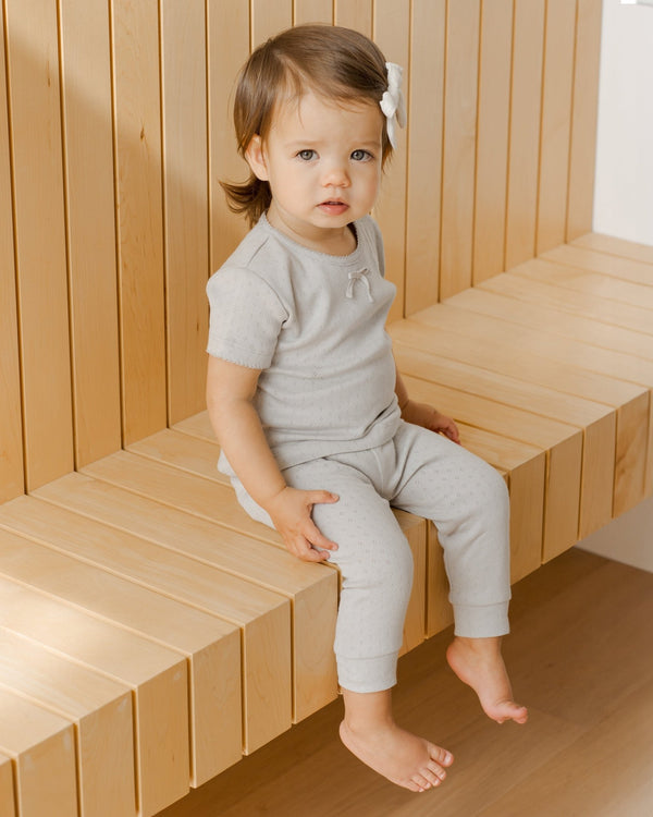 Pointelle Tee + Legging || Cloud, Baby / Toddler Girls Set, Quincy Mae - All The Little Bows