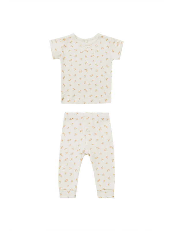 Pointelle Tee + Legging || Ditsy Melon, Baby / Toddler Girls Set, Quincy Mae - All The Little Bows