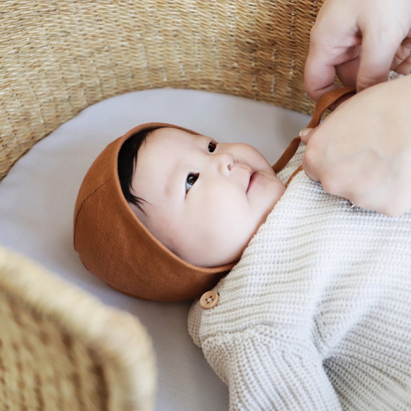 Rust Linen Bonnet Cotton-Lined, Bonnets, Briar Baby® - All The Little Bows