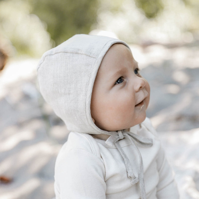 Sand Linen Bonnet Cotton-Lined, Bonnets, Briar Baby® - All The Little Bows