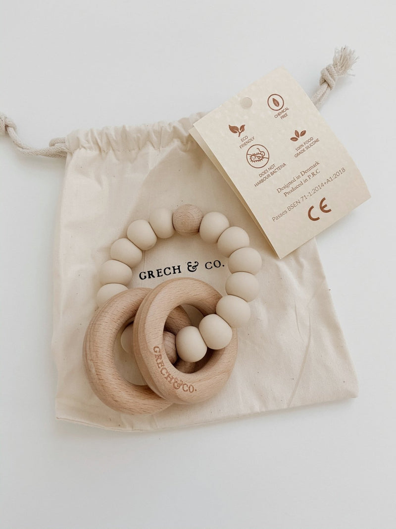 Sedona Teething Ring + Rattle // Buff - Grech & Co - All The Little Bows