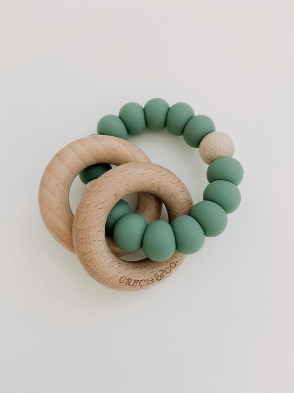 Sedona Teething Ring + Rattle // Fern - Grech & Co - All The Little Bows