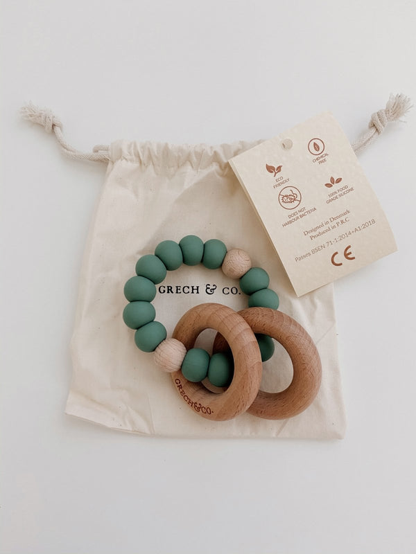 Sedona Teething Ring + Rattle // Fern - Grech & Co - All The Little Bows