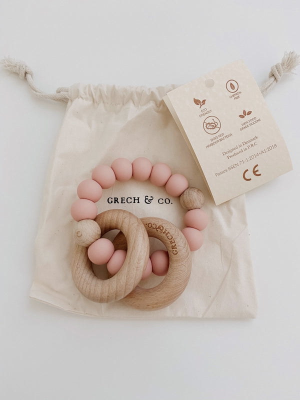Sedona Teething Ring + Rattle // Shell, , Grech & Co - All The Little Bows