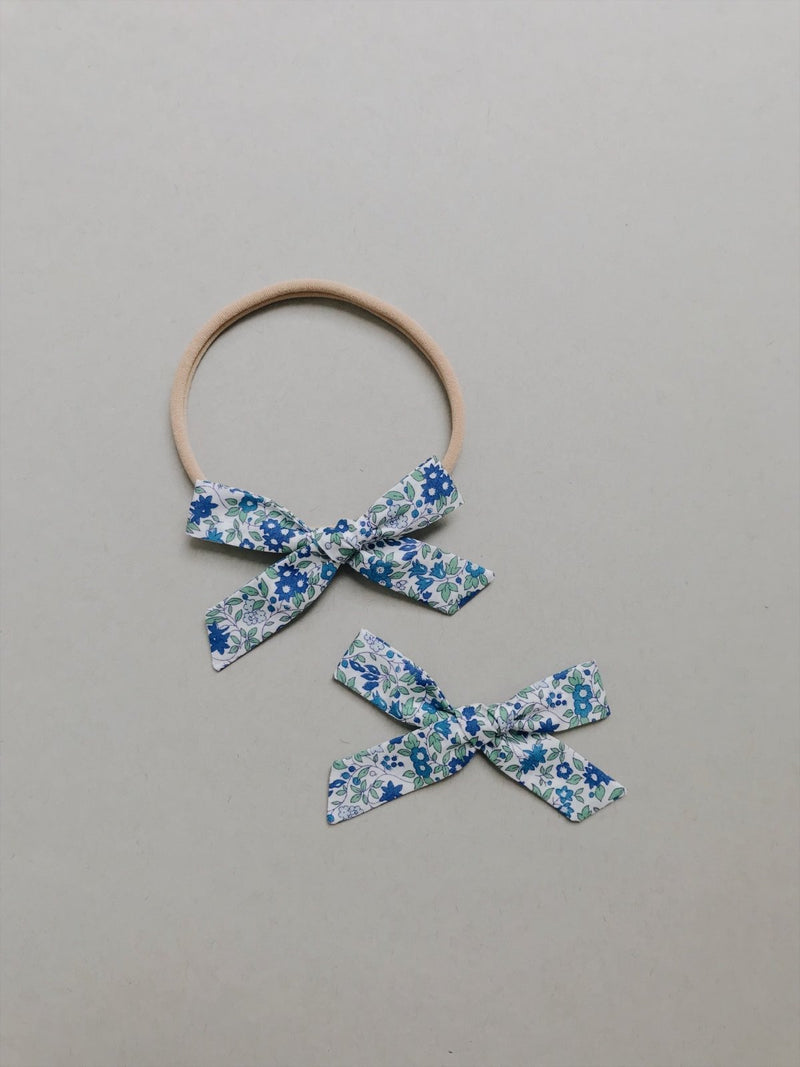 Simple // Liberty of London "Chamomile" in Blue - Headband, Clip, or Pigtail Set - All The Little Bows - All The Little Bows