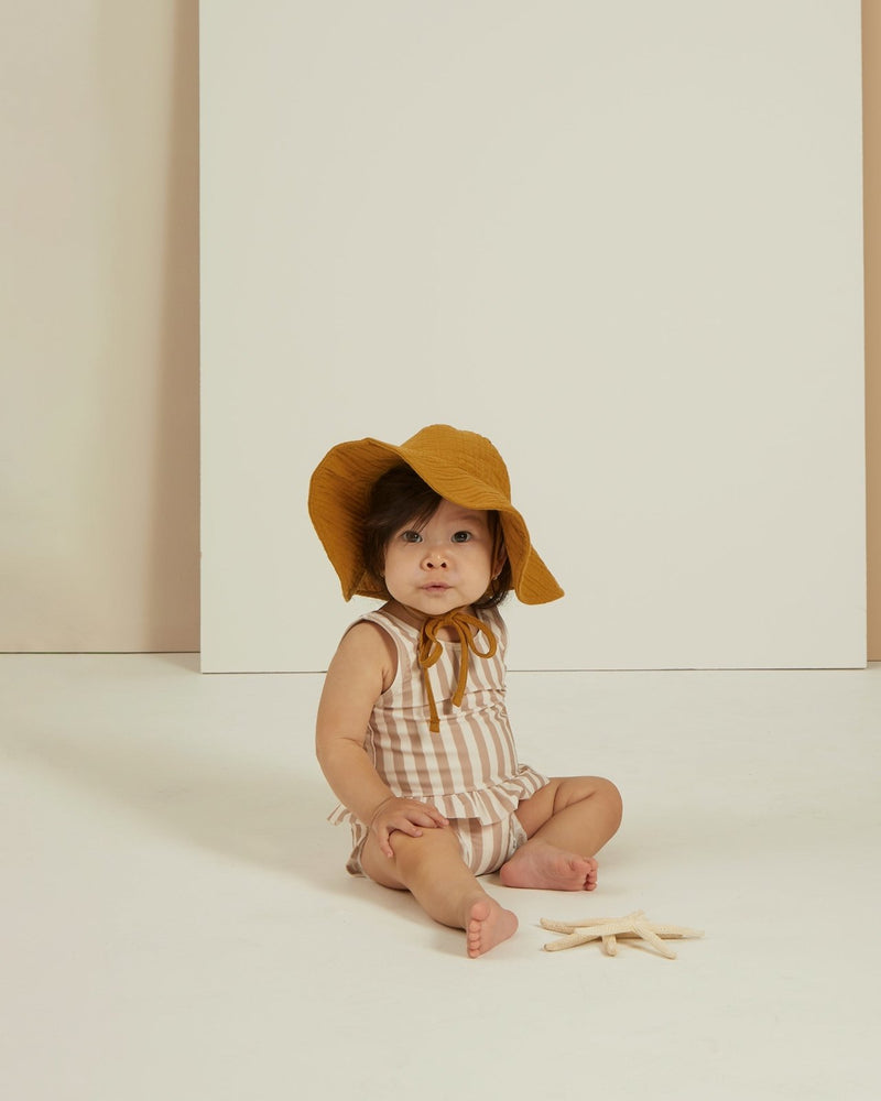 Skirted One Piece | Grey Stripe - Rylee + Cru - All The Little Bows